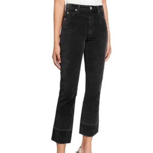 AMO | NWT Anthropologie Bella Slight Boot Cut High Rise Velveteen Pants Black 30 - Picture 2 of 12